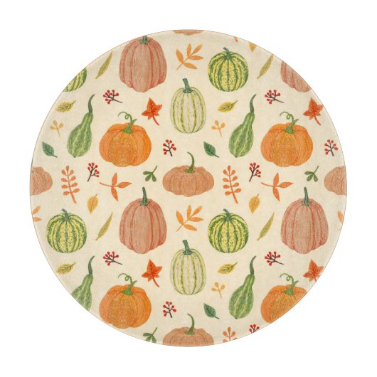 Planche À Découper Citrouille vert et orange, motif sans soudure. (Devant)