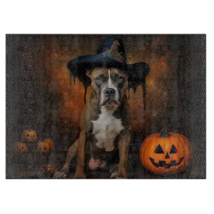 Planche À Découper Citrouilles d'Halloween effrayantes American Staff