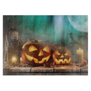 Planche À Découper Citrouilles d'Halloween et chauves-souris
