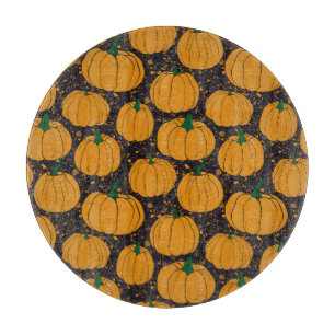 Planche À Découper Citrouilles du Terrazzo, motif vintage de l'automn