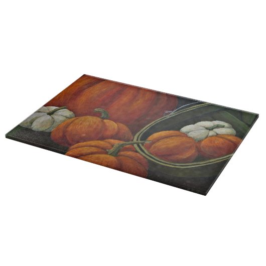 Planche À Découper Citrouilles en verre et panier vert (Coin)