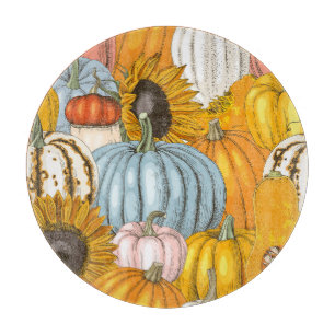 Planche À Découper Citrouilles lumineux, tournesols, motif dessiné à