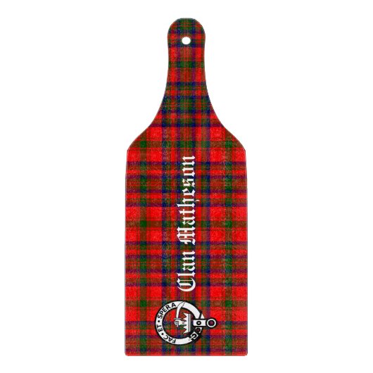 Planche À Découper Clan Matheson Crest Badge et Tartan (Devant)