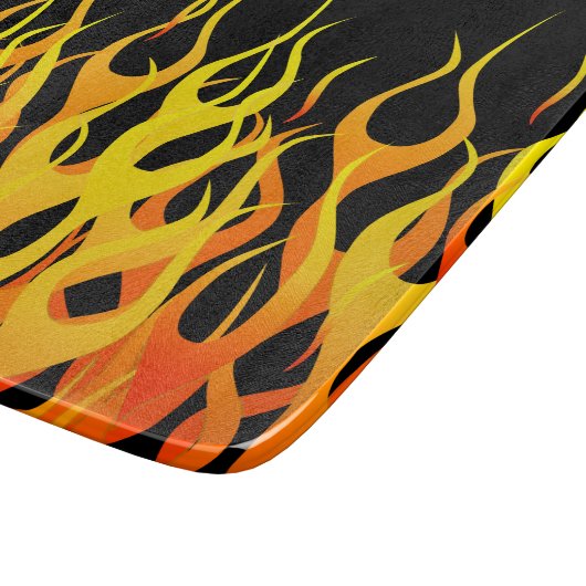 Planche À Découper Classic Racing Flames on Solid Black (Coin)