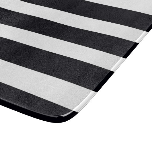Planche À Découper Classique moderne Chic Girly Noir Blanc rayé (Coin)