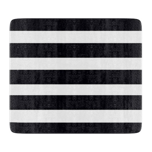 Planche À Découper Classique moderne Chic Girly Noir Blanc rayé (Devant)