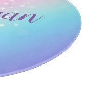 Planche À Découper Classy Purple & Blue Bokeh Star, Nom ou Monogramme (Coin)