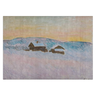 Planche À Découper Claude Monet - Paysage norvégien, Maisons bleues
