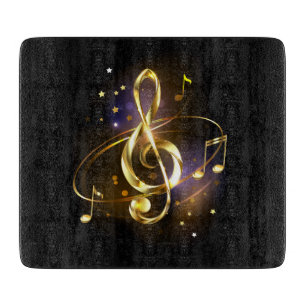 Planche À Découper Clé de Sol en Or Musique