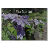 Planche À Découper Clematis Violet Fleurs Sur La Clôture Nature (Devant)