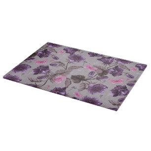 Planche À Découper cloches de main violettes et motif de papillons