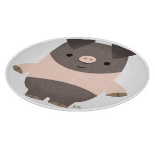 Planche à découper cochon de dessin animé mignon e