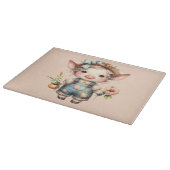 Planche À Découper Cochon fermier mignon dans les salons avec fleurs (Coin)