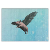 Planche À Découper Cochon mignon volant dans le ciel (Devant)