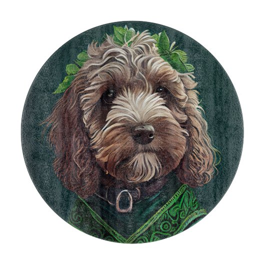 Planche À Découper Cockapoo Dog en robe de fête St. Patrick (Devant)