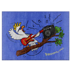 Planche À Découper Cockatoo drôle jouant de la guitare rock dessin an