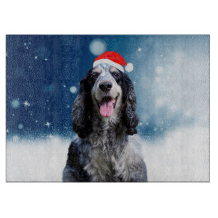 Planche À Découper Cocker Spaniel Chien Avec Noël Santa Hat