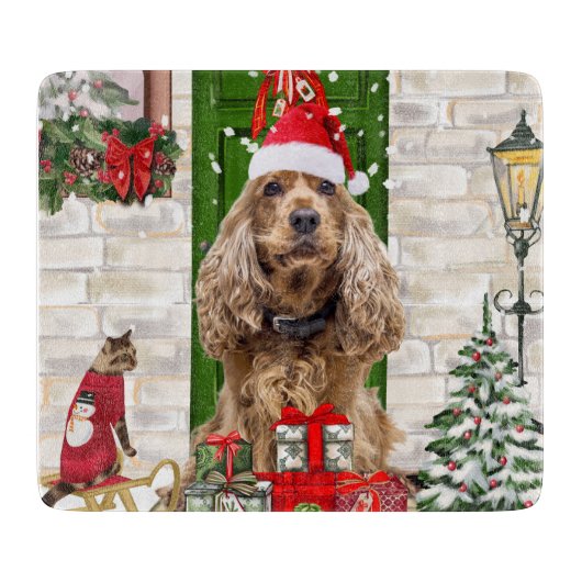 Planche À Découper Cocker Spaniel Chien Noël (Devant)