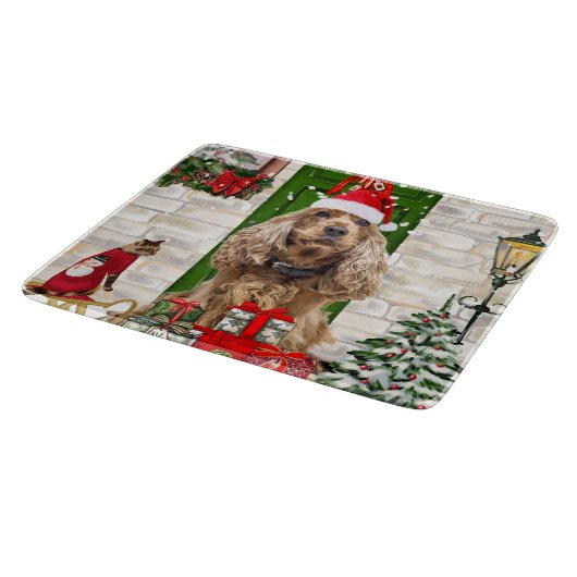 Planche À Découper Cocker Spaniel Chien Noël (Coin)