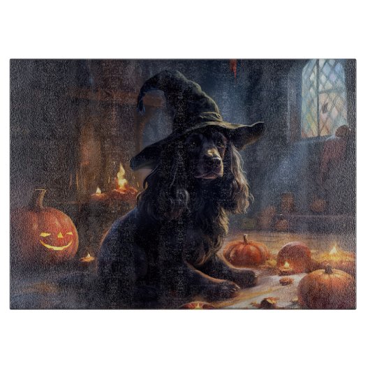Planche À Découper Cocker Spaniel Citrouilles Halloween Épouvantable (Devant)