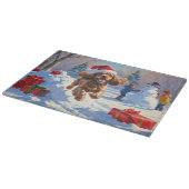 Planche À Découper Cocker Spaniel courant dans la neige avec un chape (Coin)
