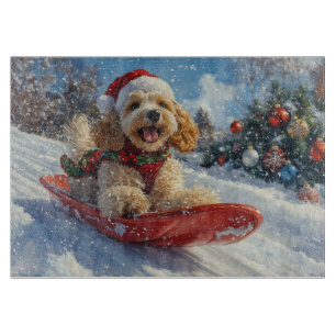 Planche À Découper Cocker Spaniel en Traîneau Laissez Tomber la Neige