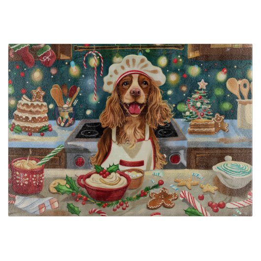 Planche À Découper Cocker Spaniel Fête de fin d'année en cuisine : No (Devant)
