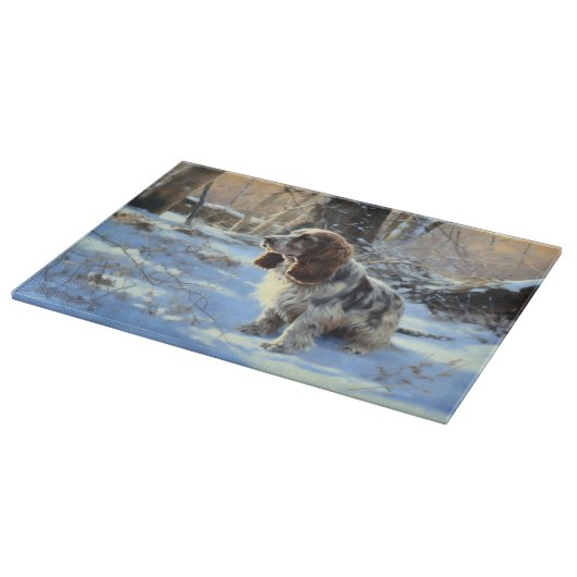 Planche À Découper Cocker Spaniel Laisser Neige Noël (Coin)