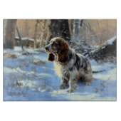 Planche À Découper Cocker Spaniel Laisser Neige Noël (Devant)