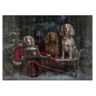Planche À Découper Cocker Spaniel Traîneau enneigé Décor de Noël 