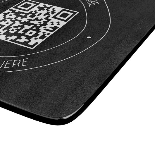 Planche À Découper Code QR et texte modifiable | Noir et blanc (Coin)