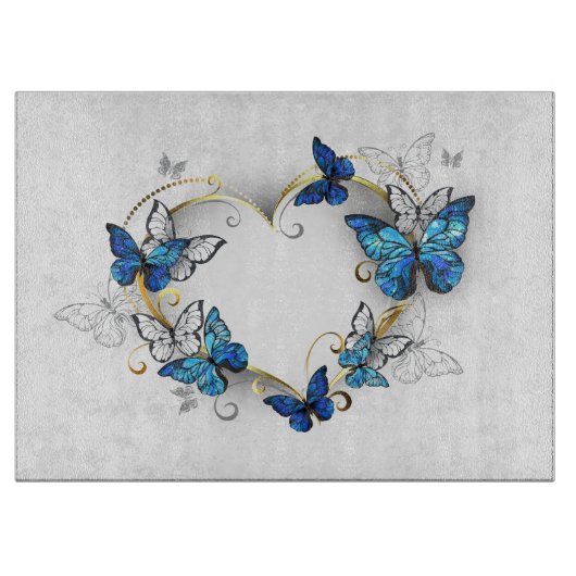 Planche À Découper Coeur bijoux avec papillons Morpho (Devant)