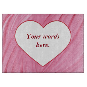 Planche À Découper Coeur blanc sur fond rouge rose