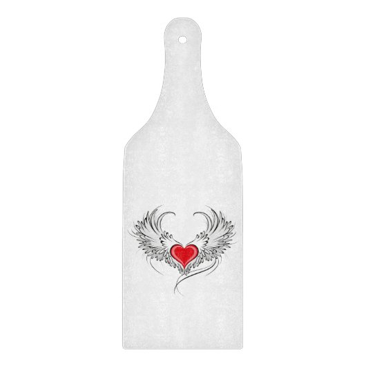 Planche À Découper Cœur d'ange rouge avec ailes (Devant)