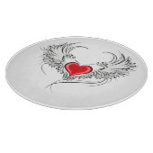 Planche À Découper Cœur d'ange rouge avec des ailes (Coin)