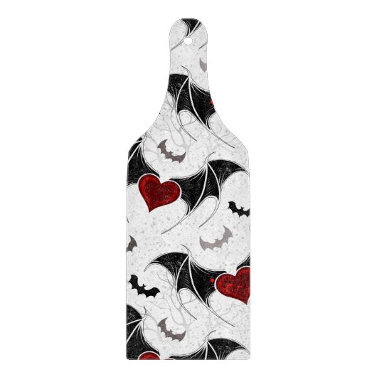 Planche À Découper Coeur d'Halloween avec ailes de chauve-souris noir (Devant)