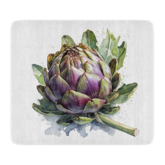 Planche À Découper Coeur du jardin : Artichoke en aquarelle (Devant)