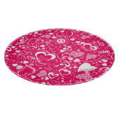 Planche À Découper Coeur Love Doodles Pink-White-Round Cutboard (Coin)