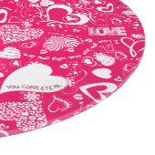 Planche À Découper Coeur Love Doodles Pink-White-Round Cutboard (Coin)