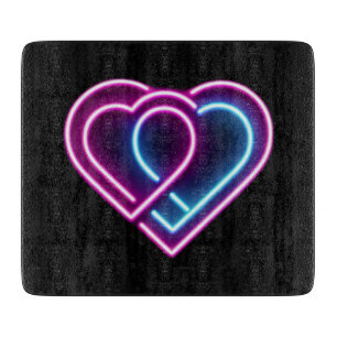 Planche À Découper Coeur rose néon/bleu Tasse de la Saint-Valentin