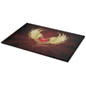 Planche À Découper Coeur rouge avec ailes d'or (Coin)