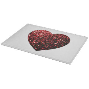 Planche À Découper Cœur rouge foncé faux paillettes scintillantes
