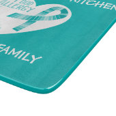 Planche À Découper Coeur turquoise averti personnalisé Teal de ruban (Coin)