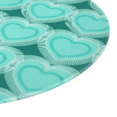 Planche À Découper Coeurs Abstraits modernes - Aqua et Turquoise (Coin)