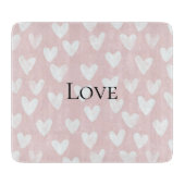 Planche À Découper Coeurs blancs roses (Devant)