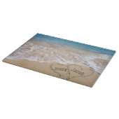 Planche À Découper Coeurs De Plage Dans Le Sable (Coin)