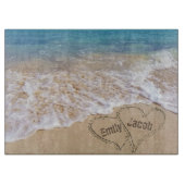 Planche À Découper Coeurs De Plage Dans Le Sable (Devant)