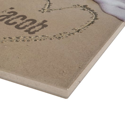 Planche À Découper Coeurs De Plage Dans Le Sable (Coin)