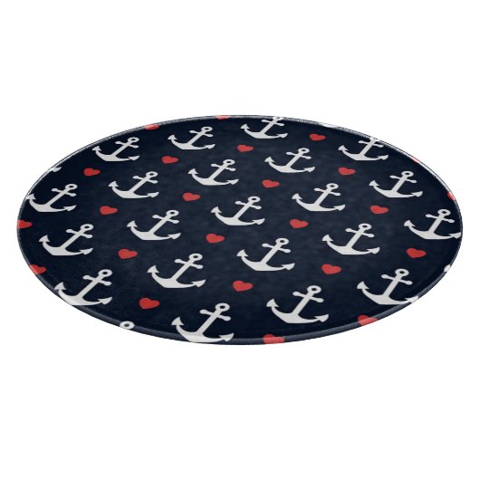 Planche À Découper Coeurs et motif d'Ancres (Coin)