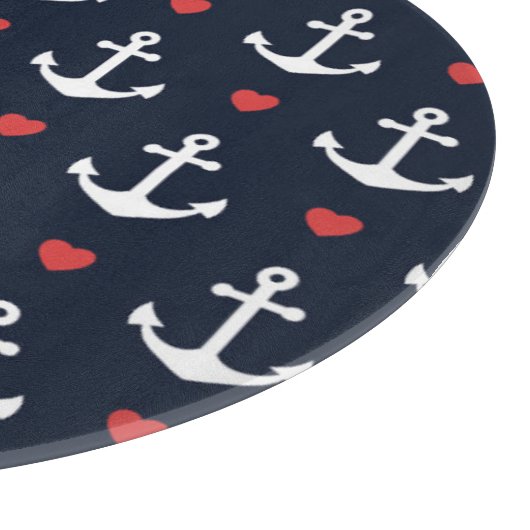 Planche À Découper Coeurs et motif d'Ancres (Coin)